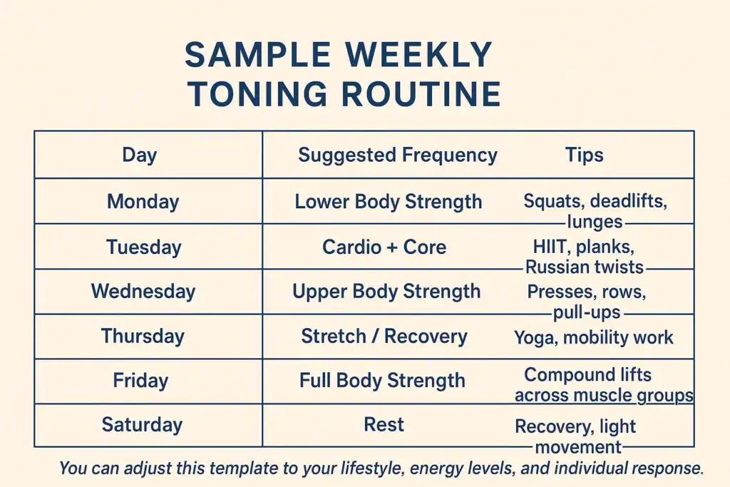 Achieving the Perfect Tone: How Often Should You Exercise for Results? 4 Weekly exercise Uckfield plan graphic