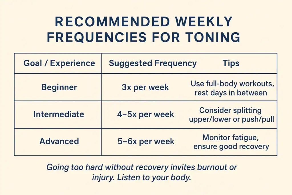 Achieving the Perfect Tone: How Often Should You Exercise for Results? 2 Graphic to show how often you should do exercise to help with toning Uckfield